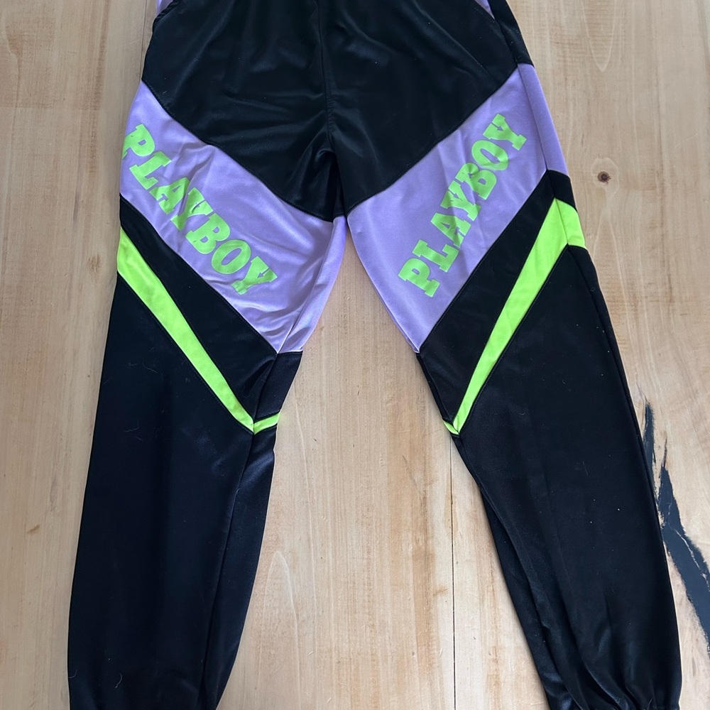 Playboy Black and Lilac Misguided Sweatpants/Joggers